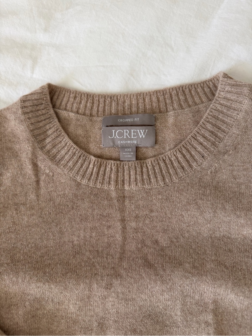J. Crew Women's Cashmere Crewneck Sweater in Taupe Brown - Picture 2 of 2